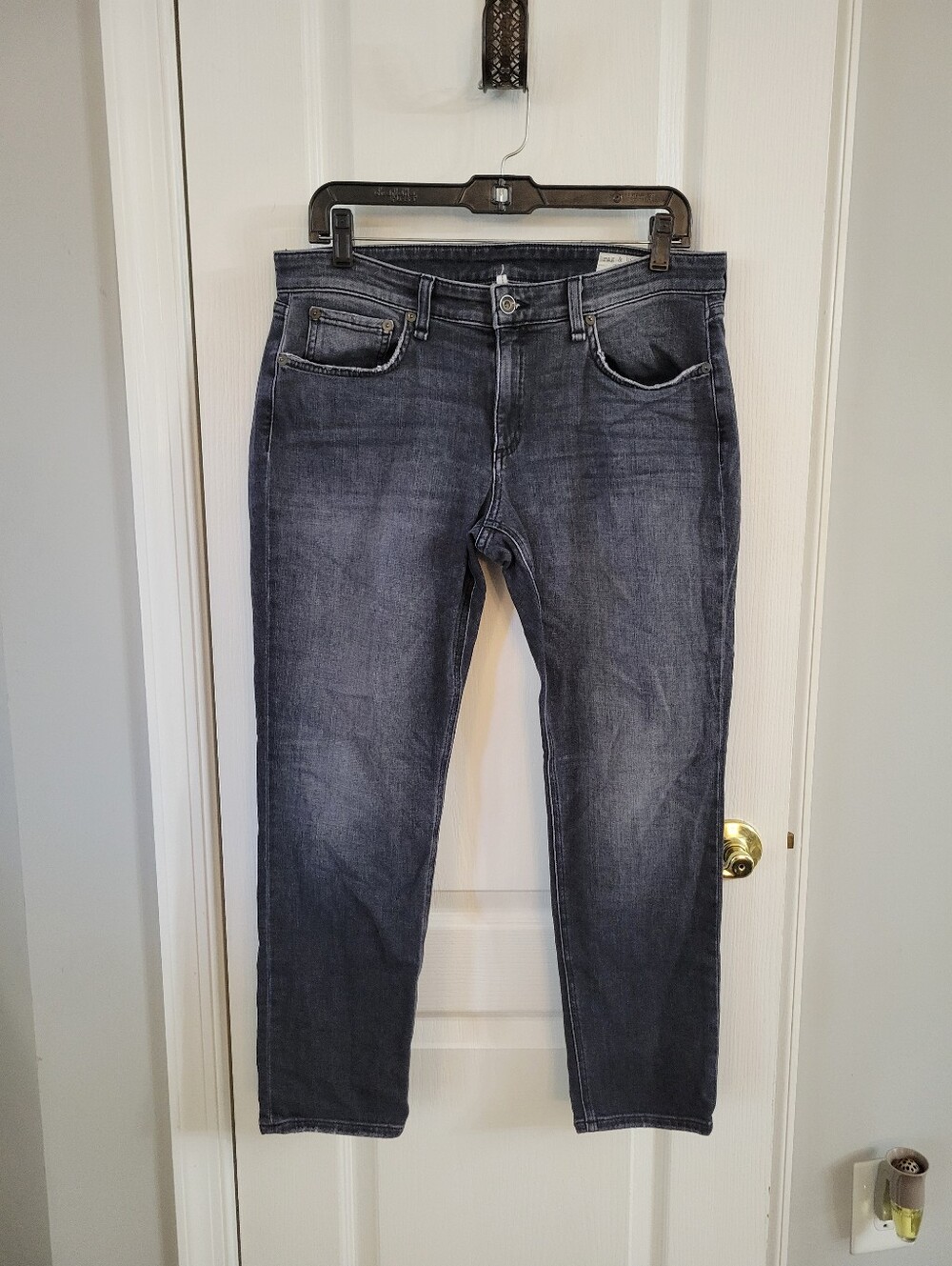 ​rag & bone Dre Low Rise Slim Boyfriend Jeans Night Rider Faded Black Gray 28